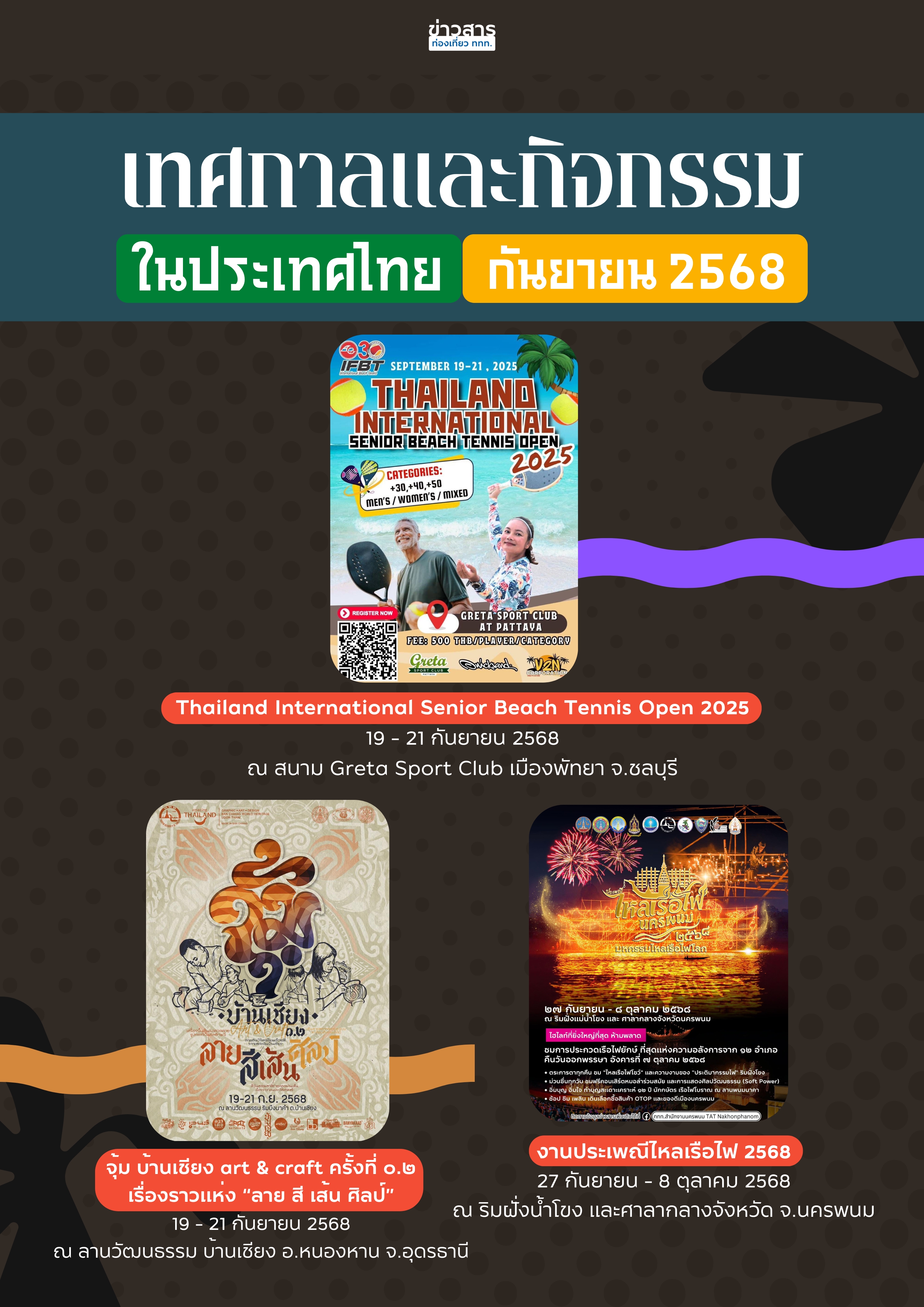 ปฏิทินกิจกรรมท่องเที่ยวไทยเดือนกันยายน 2568